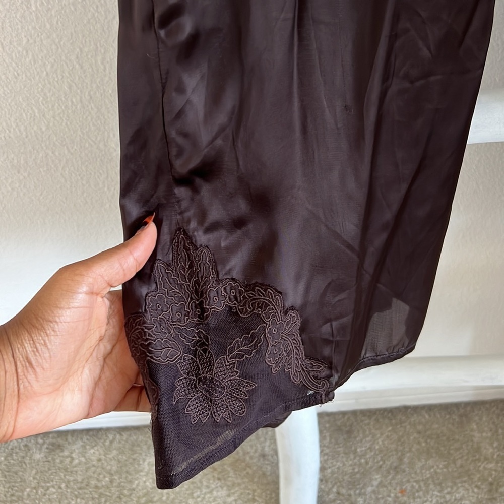 Zara Limited Edition Brown Satin Lace Straight Leg High Rise Pants - Picture 4 of 10